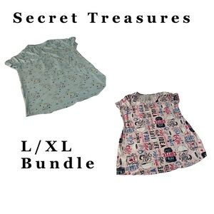 Secret Treasures Short Sleeve Sleep Shirt Dress Bundle Pink Blue Size L/XL GUC